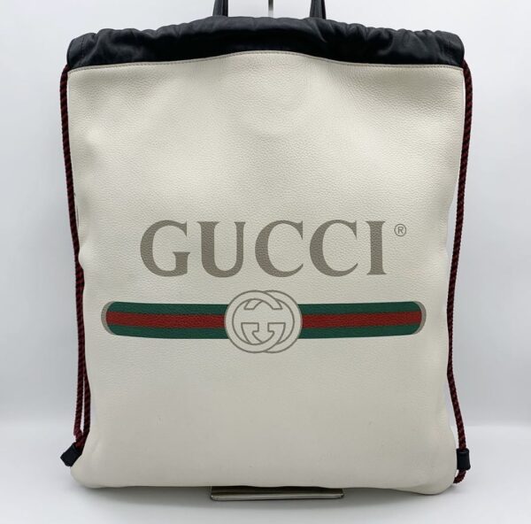 Gucci Logo Drawstring Backpack (White) - Image 2