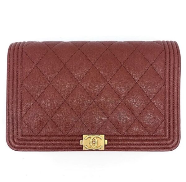 Chanel Boy Woc Caviar GHW (Maroon) - Image 2