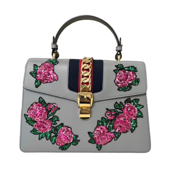 GUCCI MEDIUM SYLVIE FLORAL GRAY - Image 2