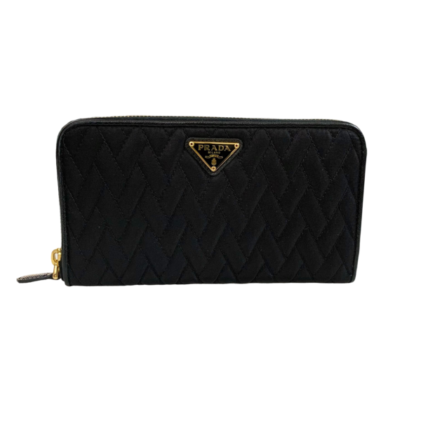 PRADA NYLON LONG WALLET GHW BLACK