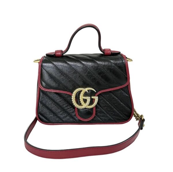 GUCCI MINI MARMONT TOP HANDLE BLACK RED - Image 10