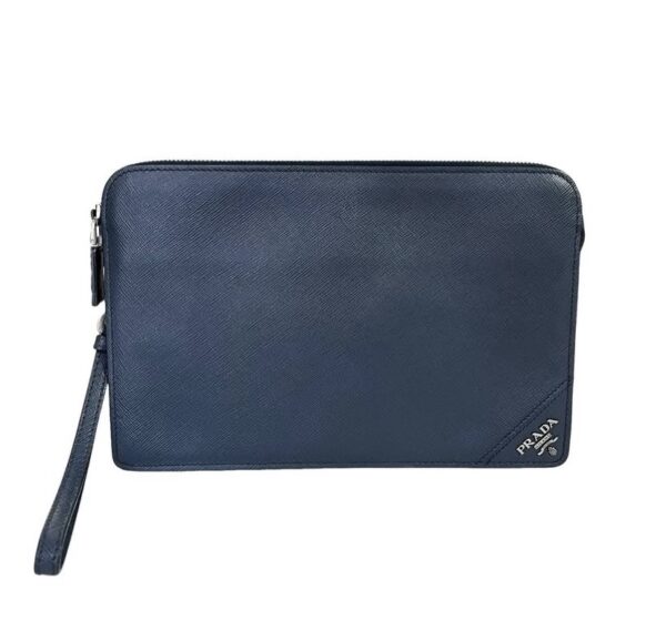 PRADA 2VF056 SAFFIANO CLUTCH NAVY BLUE - Image 9