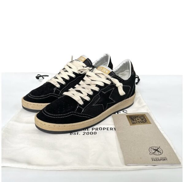 GOLDEN GOOSE BALL STAR D3 SUEDE & MESH LOW TOP SNEAKERS 36 BLACK