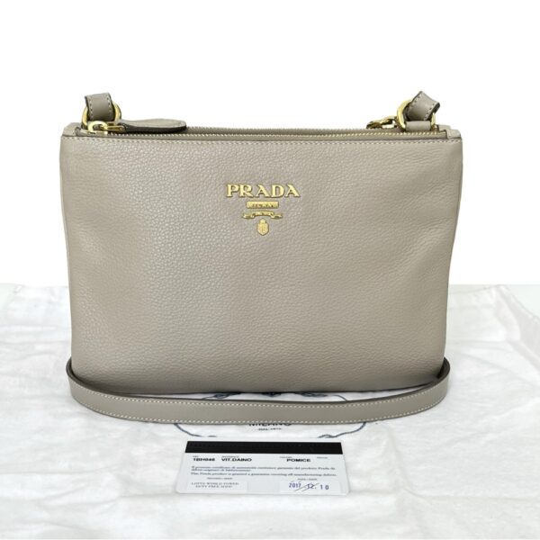 PRADA 1BH406 VITELLO DAINO CROSSBODY BAG GRAY