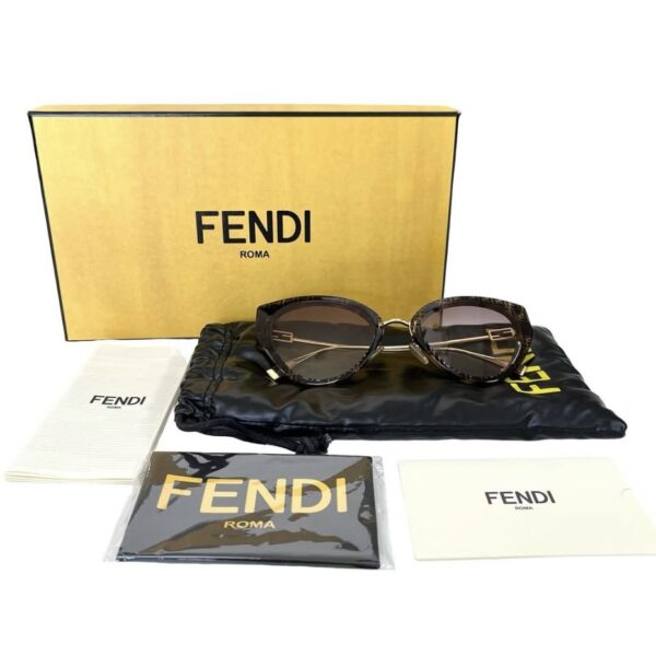 FENDI SUNGLASS BAGUETTE ACETATE HAVANA GOLD