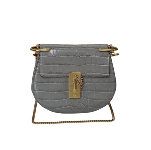 CHLOE CROC EMBOSSED MINI DREW GHW GRAY