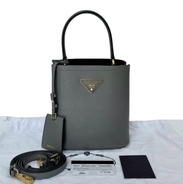 PRADA 1BA217 SAFFIANO PANIER GRAY