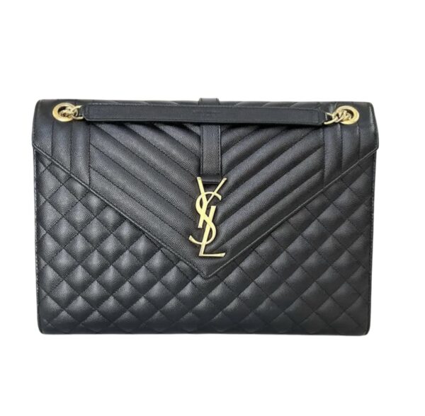YSL LARGE TRI QUILT ENVELOPE GHW BLACK - Image 8