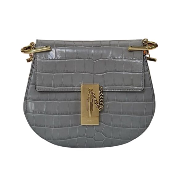 CHLOE CROC EMBOSSED MINI DREW GHW GRAY - Image 9
