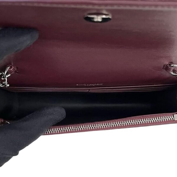 YSL CROC EMBOSSED TASSEL SMALL WOC MAROON - Image 9