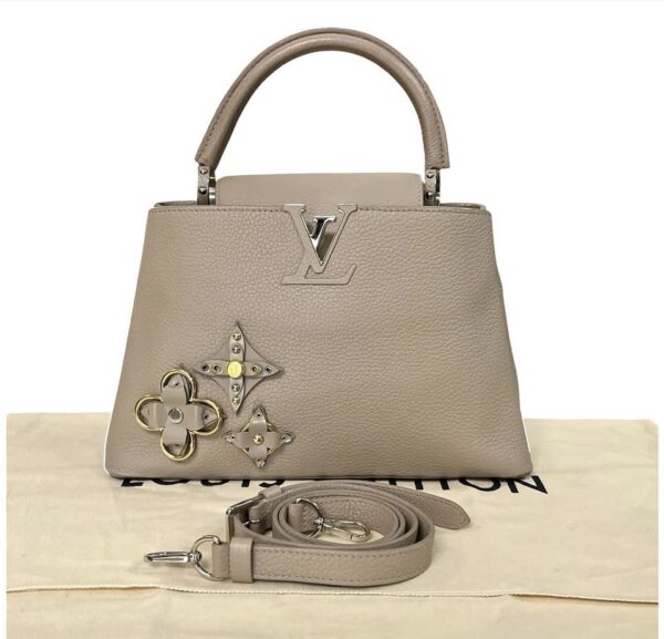 LV CAPUCINES GALET FLOWER PM NUDE MICROCHIP