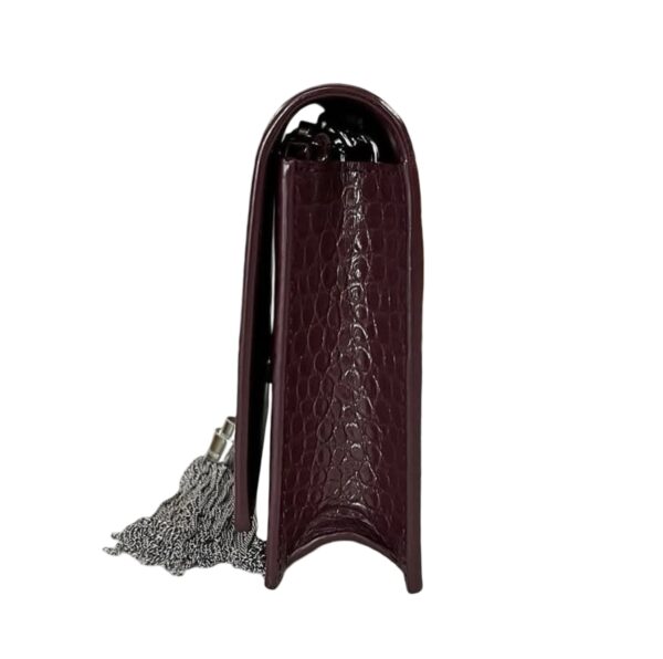 YSL CROC EMBOSSED TASSEL SMALL WOC MAROON - Image 3