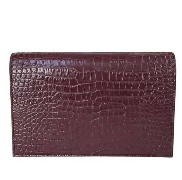 YSL CROC EMBOSSED TASSEL SMALL WOC MAROON - Image 4