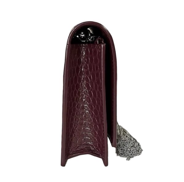 YSL CROC EMBOSSED TASSEL SMALL WOC MAROON - Image 5