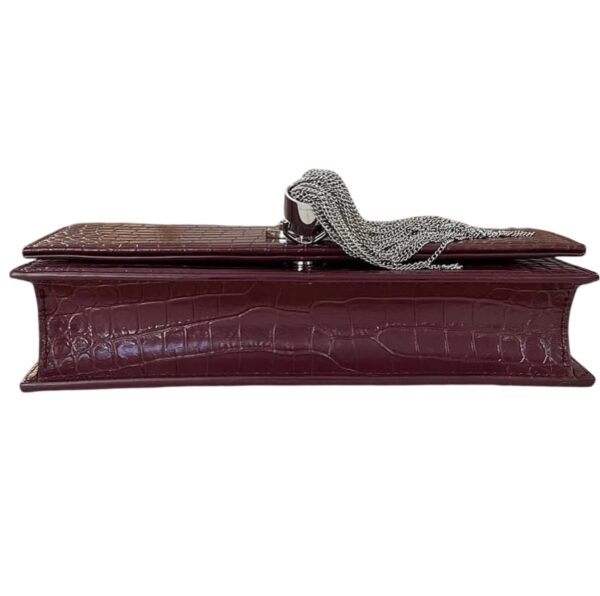 YSL CROC EMBOSSED TASSEL SMALL WOC MAROON - Image 7
