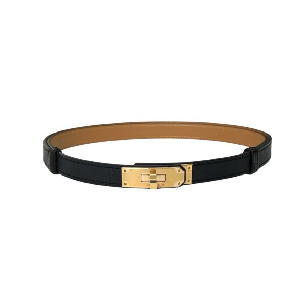 HERMES KELLY  BELT BLACK/GOLD