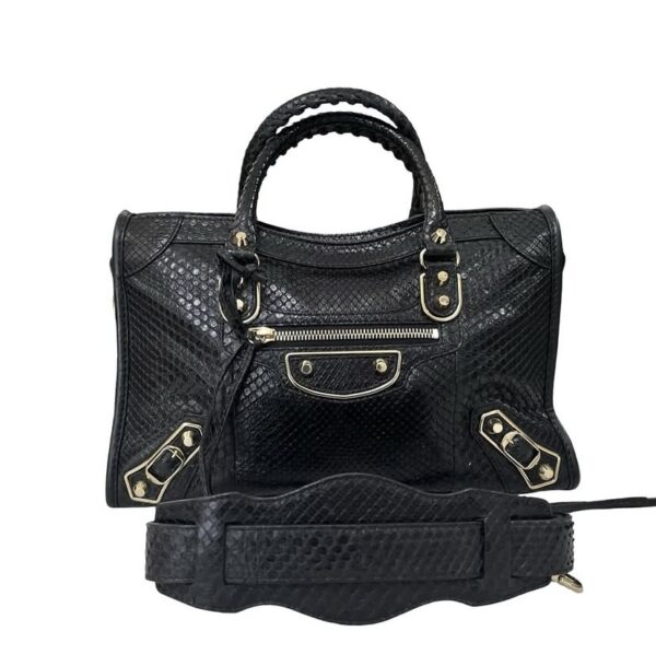 BALENCIAGA SMALL CITY METALLIC EDGE BLACK - Image 2