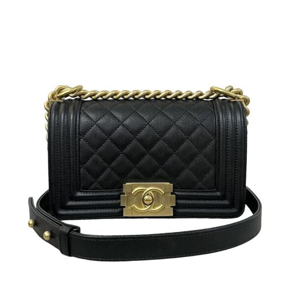 CHANEL CAVIAR SMALL LE BOY BLACK SER 30