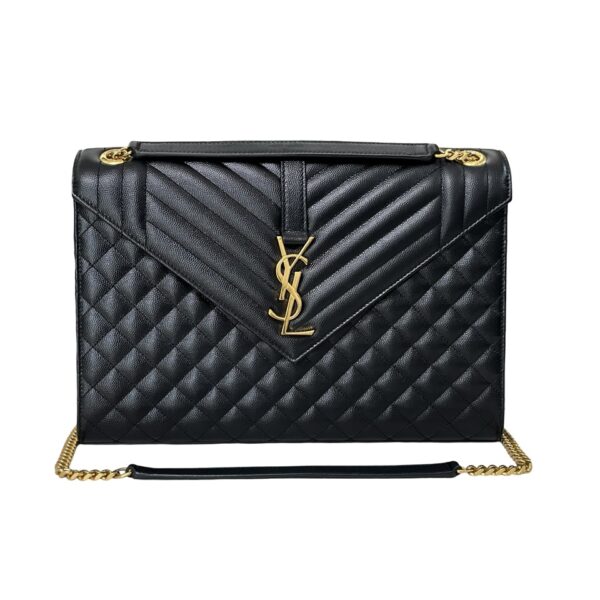 YSL TRI QUILT LARGE ENVELOPE GHW BLACK - Image 2