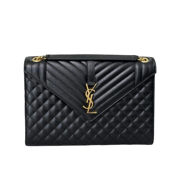 YSL TRI QUILT LARGE ENVELOPE GHW BLACK - Image 3