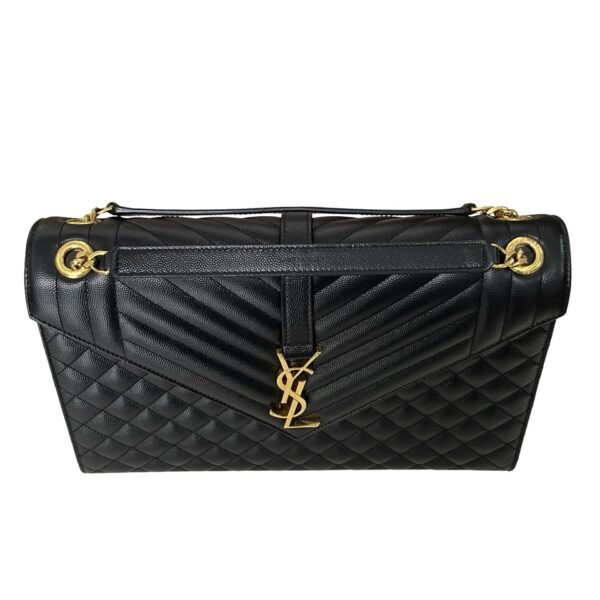 YSL TRI QUILT LARGE ENVELOPE GHW BLACK - Image 7