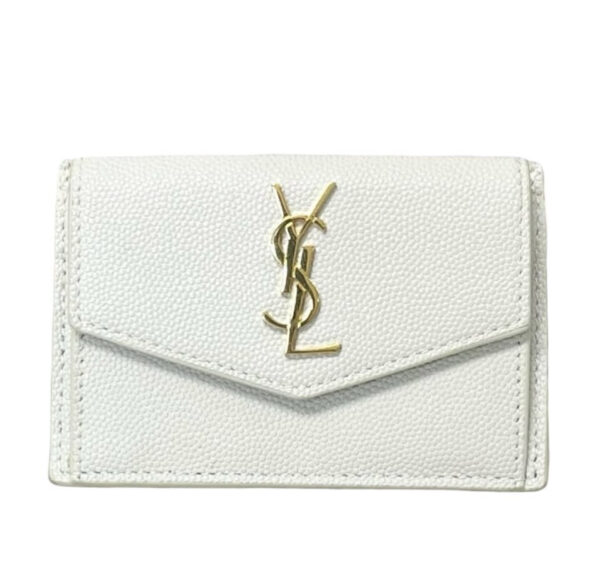 YSL UPTOWN CARD HOLDER GHW WHITE