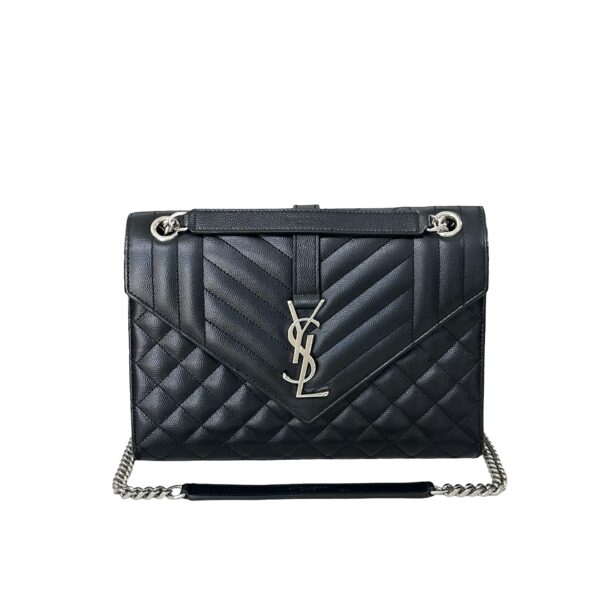 YSL MEDIUM TRIQUILT ENVELOPE SHW BLACK