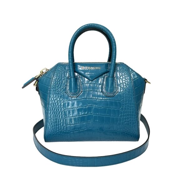 GIVENCHY CROC EMBOSSED MINI ANTIGONA TEAL BLUE - Image 2