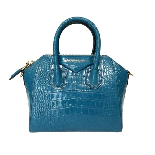 GIVENCHY CROC EMBOSSED MINI ANTIGONA TEAL BLUE - Image 3