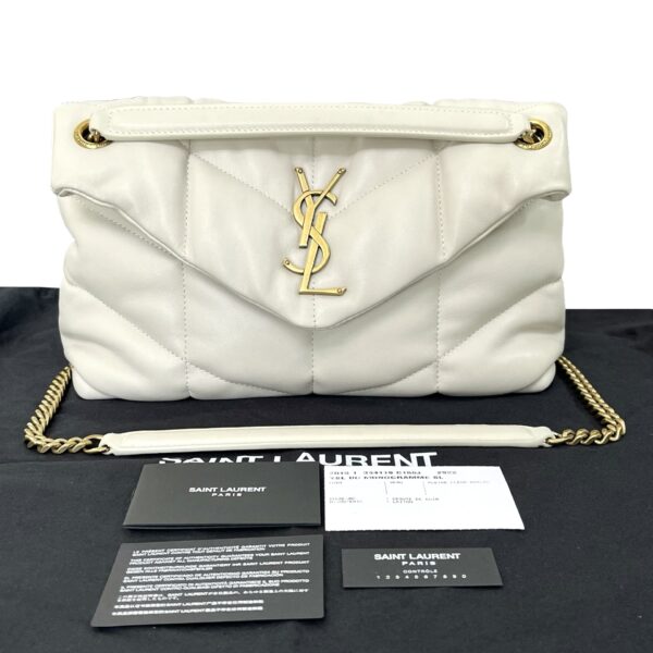 YSL SMALL LOULOU PUFFER GHW IVORY