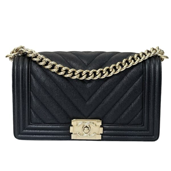 CHANEL MEDIUM CHEVRON LE BOY BLACK - Image 3