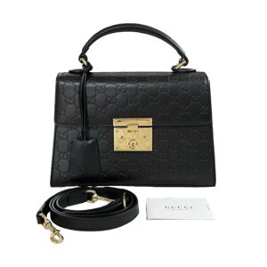 GUCCI SMALL PADLOCK TOP HANDLE BLACK