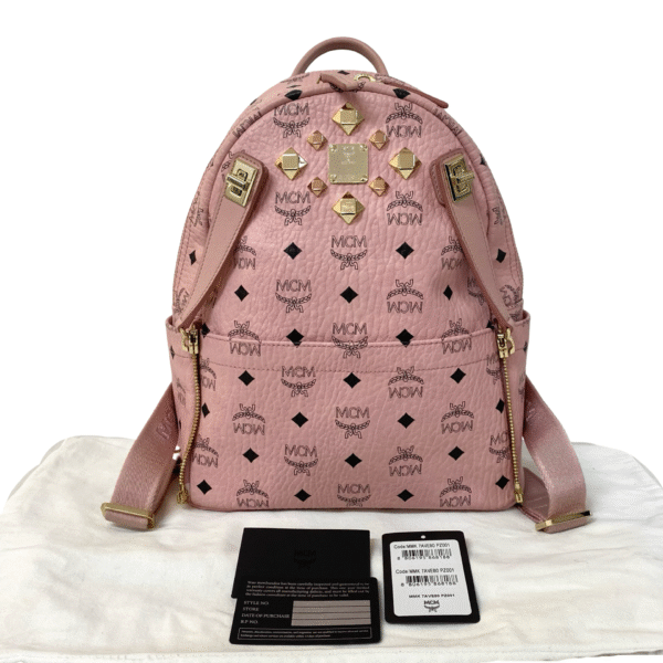 MCM STARK SIDE STUDS BACKPACK VISETOS PINK
