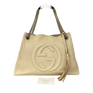 GUCCI MEDIUM SOHO TOTE BAG LIGHT YELLOW