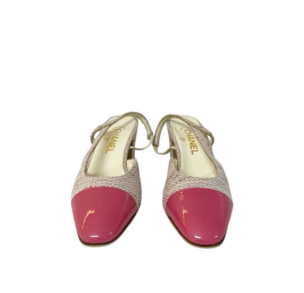 CHANEL TWEED SLINGBACK PINK 38