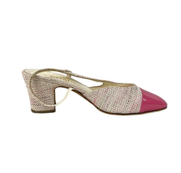 CHANEL TWEED SLINGBACK PINK 38 - Image 6