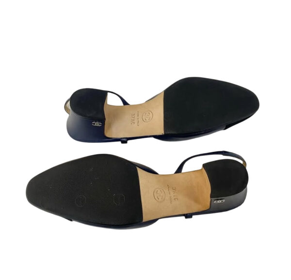 CHANEL SLINGBACK HEELS  NAVY BLUE 37.5 - Image 9