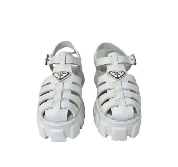 PRADA MONOLITH PLATFORM SANDALS WHITE 39 - Image 3