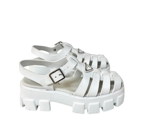 PRADA MONOLITH PLATFORM SANDALS WHITE 39 - Image 4