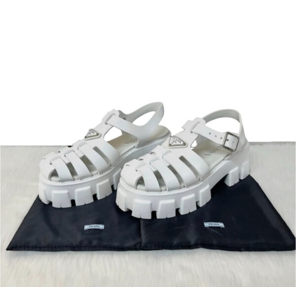 PRADA MONOLITH PLATFORM SANDALS WHITE 39