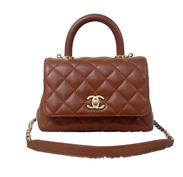 CHANEL MINI CAVIAR COCO TOP HANDLE BAG BORDEAUX - Image 2
