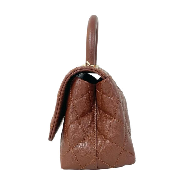 CHANEL MINI CAVIAR COCO TOP HANDLE BAG BORDEAUX - Image 4