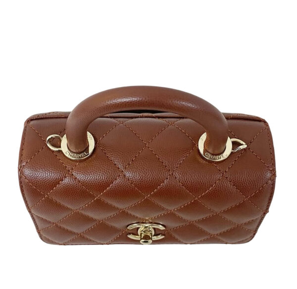 CHANEL MINI CAVIAR COCO TOP HANDLE BAG BORDEAUX - Image 7