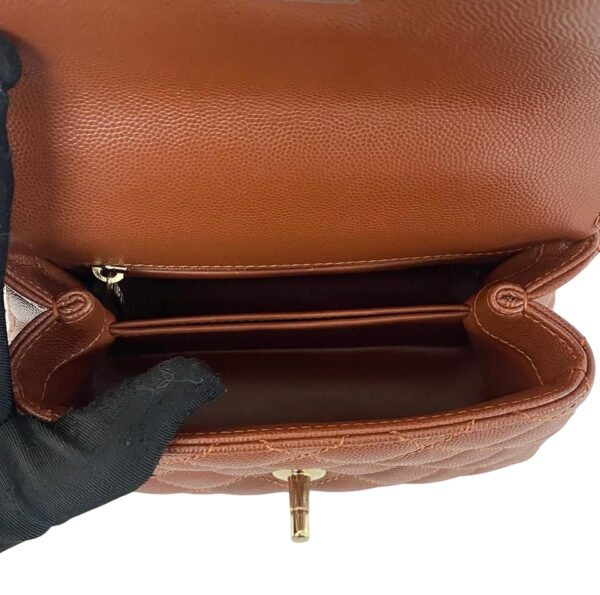 CHANEL MINI CAVIAR COCO TOP HANDLE BAG BORDEAUX - Image 10