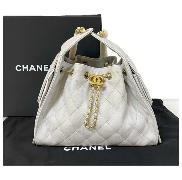 BNEW CHANEL CAVIAR SMALL C25 LIGHT GRAY