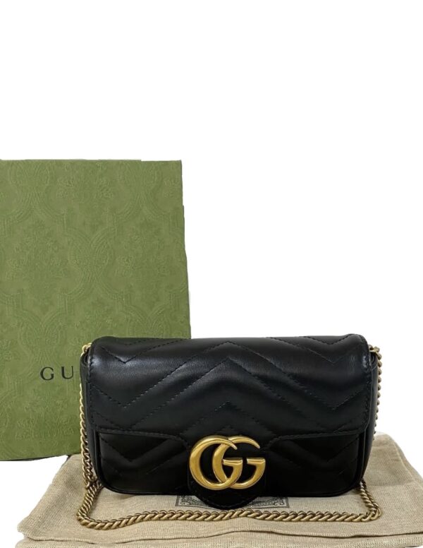 GUCCI SUPER MINI MARMONT FLAP BLACK