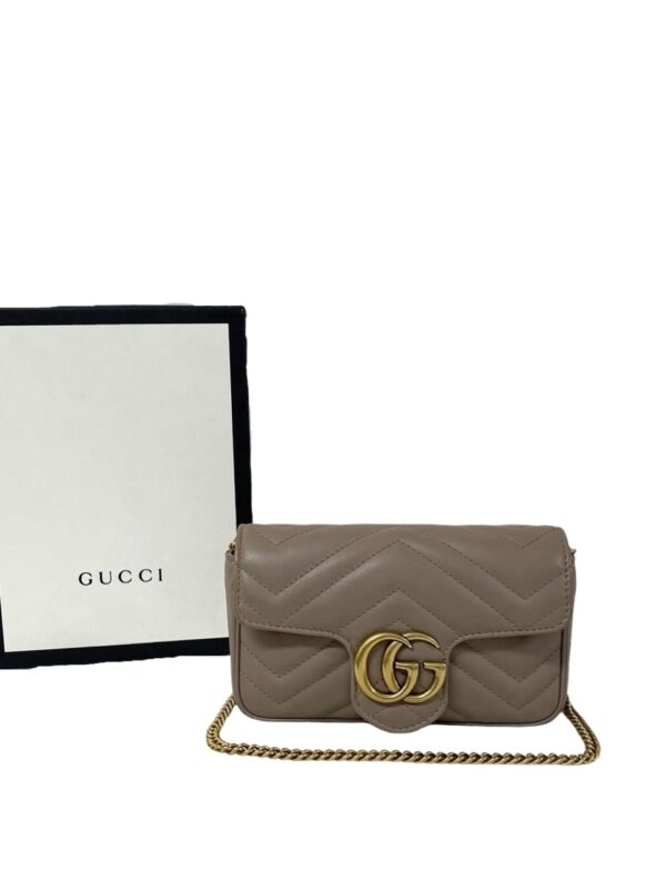 GUCCI SUPER MINI MARMONT FLAP NUDE PINK